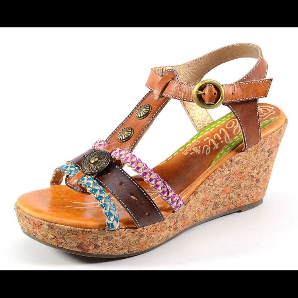 elite Corky’s Hand painted “Atlantic” wedge Size 6